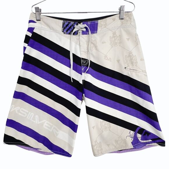 Quiksilver Pro Series Freddy P Collab Board Shorts Mens 34‎ Embroidered Ripstop - Picture 1 of 14